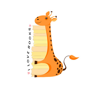 giraffe with books
