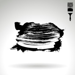 Black brush stroke and texture. Grunge vector abstract hand - painted element. Underline and border design.