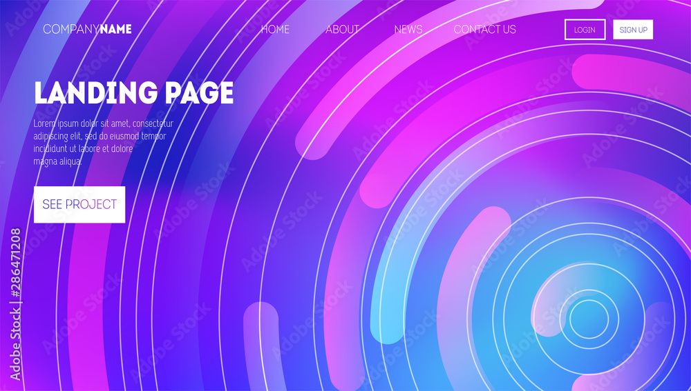 Poster minimal geometric background with modern gradients. dynamic circles and lines composition for landin