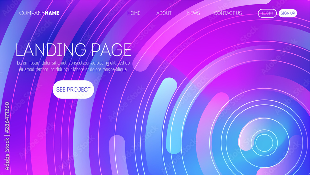 Poster minimal geometric background with modern gradients. dynamic circles and lines composition for landin
