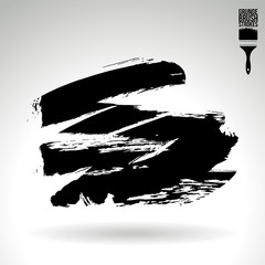 Black brush stroke and texture. Grunge vector abstract hand - painted element. Underline and border design.