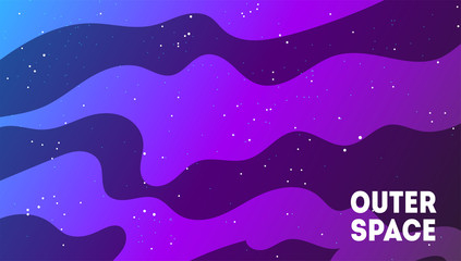 Outer space background with abstract shapes and stars. 