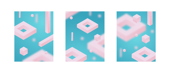 Abstract geometric background. 3d gradient forms composition. Covers design template