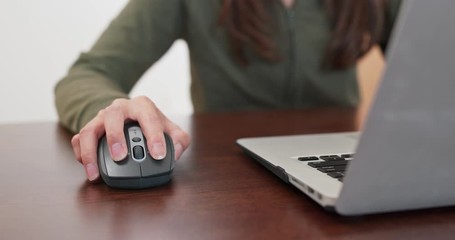 Woman work on computer at home