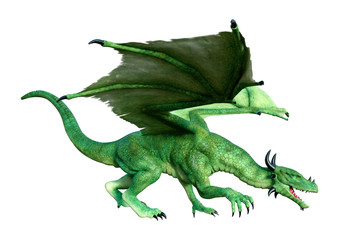 3D Rendering Fairy Tale Dragon on White