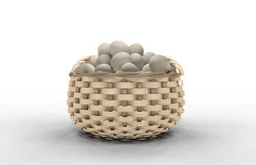 eggs in the basket 3d rendering