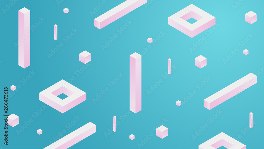 Poster abstract geometric background. 3d gradient forms composition. landing page design template