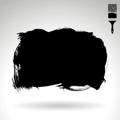 Black brush stroke and texture. Grunge vector abstract hand - painted element. Underline and border design.