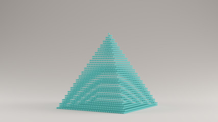 Gulf Blue Turquoise Pyramid Made out of Lots of Small Cubes with a Visual Aliasing Stroboscopic Effect 3d illustration 3d render