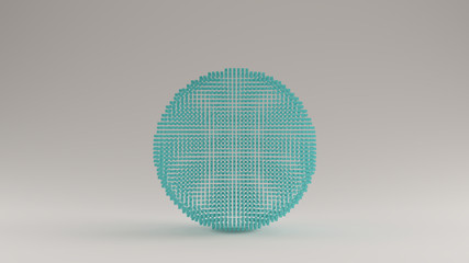 Gulf Blue Turquoise Sphere Made out of Lots of Small Cubes with a Visual Aliasing Stroboscopic Effect 3d illustration 3d render