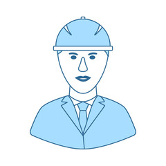 Icon Of Construction Worker Head In Helmet