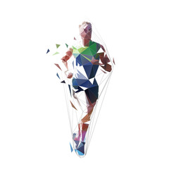 Running man, low polygonal vector illustration. Abstract geometric runner, front view