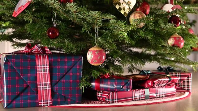 Recieving a big present for christmas hidden under the tree