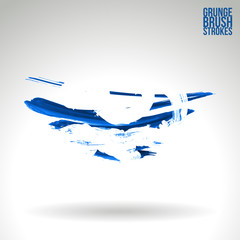 Blue brush stroke and texture. Grunge vector abstract hand - painted element. Underline and border design.