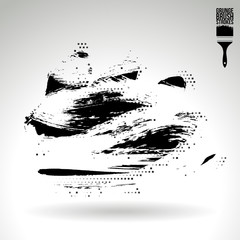 Black brush stroke and texture. Grunge vector abstract hand - painted element. Underline and border design.