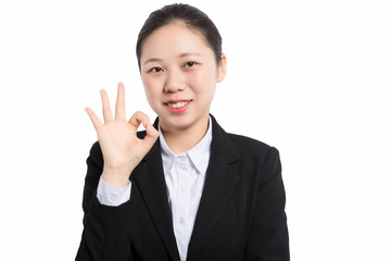 Modern business woman in the office with copy space