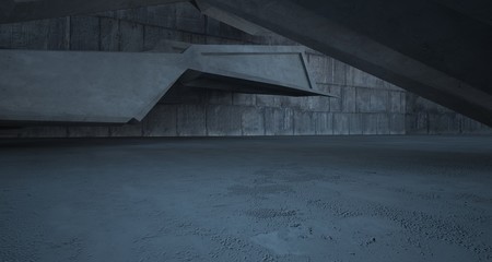 Abstract white and concrete interior. 3D illustration and rendering.