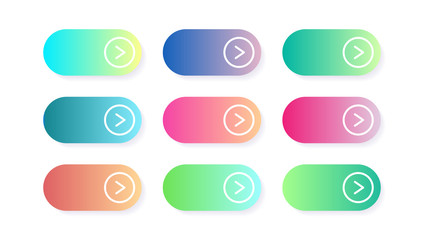 Vector set of modern gradient app or game buttons. User interface web button, material design, call action now icon.