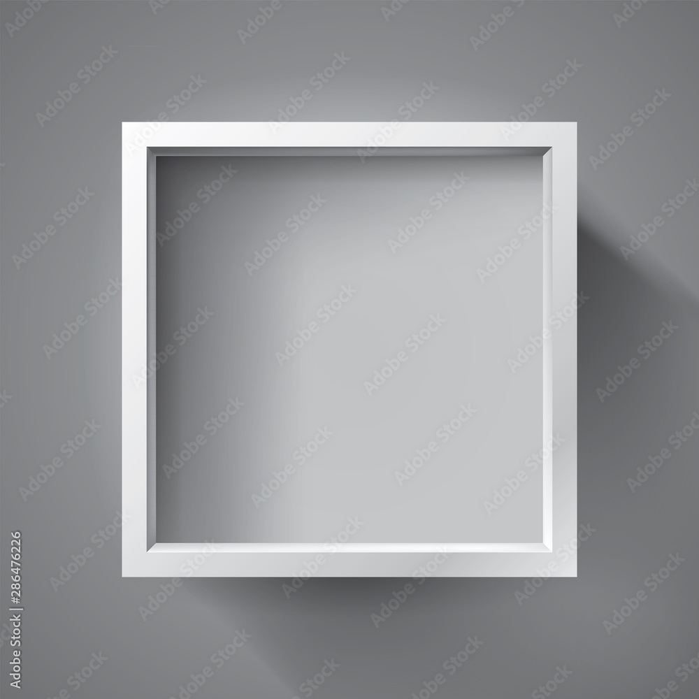 Poster realistic empty frame on light background, border for your creative project, mockup for you project.