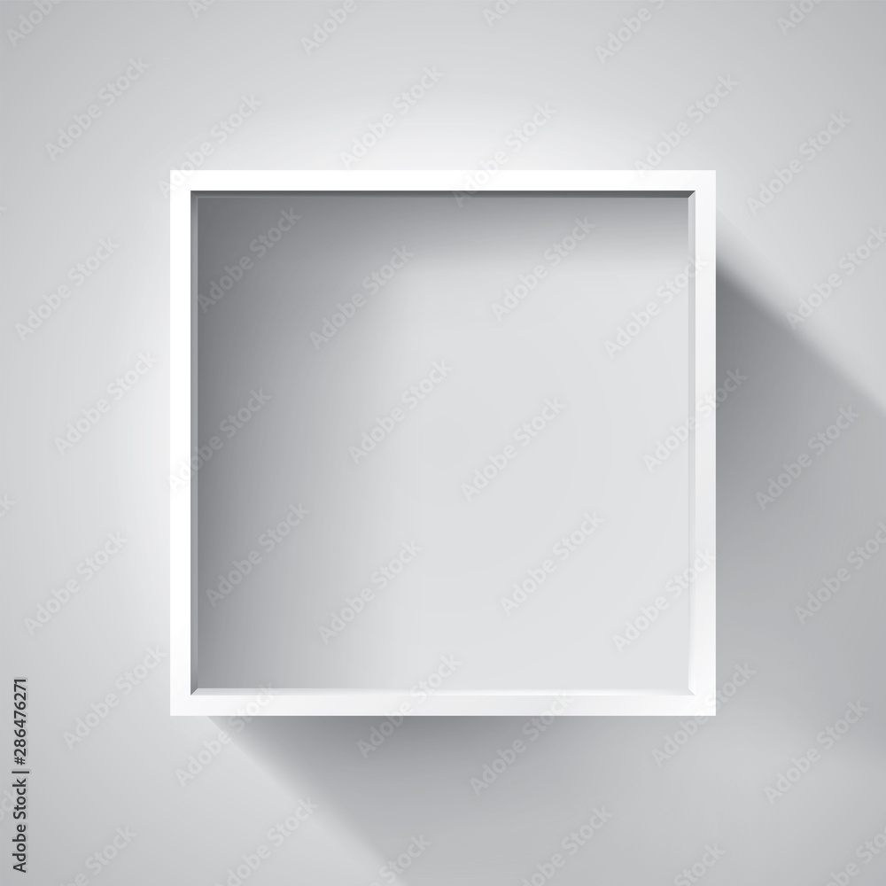 Poster realistic empty frame on light background, border for your creative project, mockup for you project.