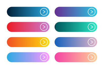Fototapeta premium Vector set of modern gradient app or game buttons. User interface web button with arrows.