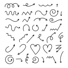 Set of hand-drawn doodle arrows