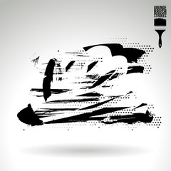 Black brush stroke and texture. Grunge vector abstract hand - painted element. Underline and border design.