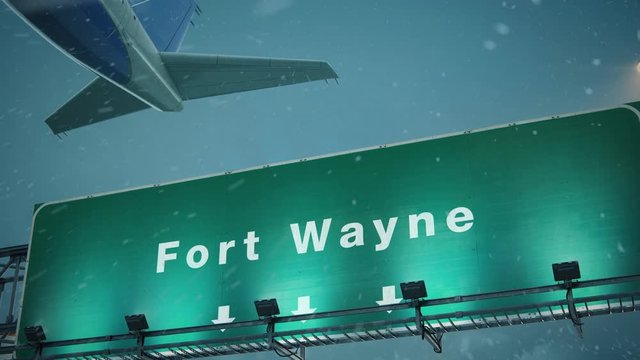 Airplane Take off Fort Wayne in Christmas