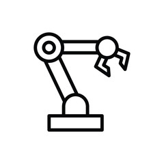 Cartoon manipulator drawing black and white, concept of manufacturing, technology industry, simple line art editable stroke, vector EPS10.