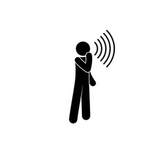 screaming man icon, stick figure pictogram, human silhouette isolated sign