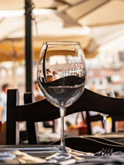Wine glass in a restaurant in Porto, Portugal