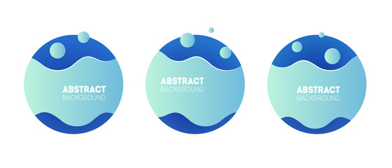 Set of three geometric badges. Trendy gradient banners. Useful for placard, card, poster, logo, social post.