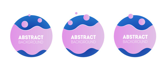 Set of three geometric badges. Trendy gradient banners. Useful for placard, card, poster, logo, social post.