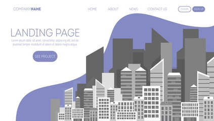 Construction company web page template. Landing page for a website about real estate business