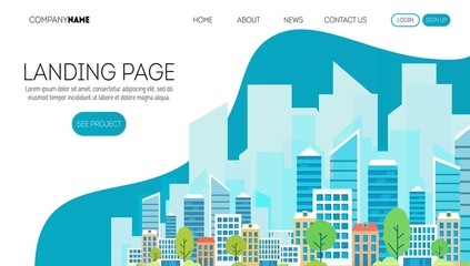 Construction company web page template. Landing page for a website about real estate business