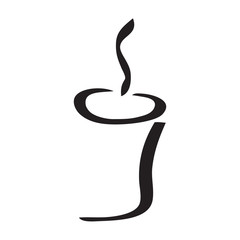 Black coffee mug vector on white background.