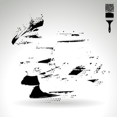 Black brush stroke and texture. Grunge vector abstract hand - painted element. Underline and border design.