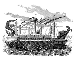 Syracusia designed by Archimedes with antifouling technology to prevent the attachment of fouling organisms  was a ancient Greek ship the largest of antiquity