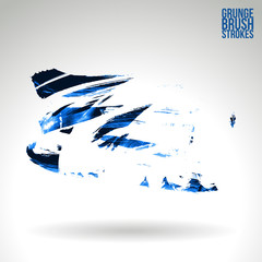 Fototapeta premium Niebieski pociągnięcie pędzla i tekstura. Streszczenie wektor grunge ręcznie malowany element. Projekt podkreślenia i obramowania.