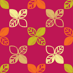 Fototapeta na wymiar Seamless background with decorative Autumn leaves. Beautiful park. Vector illustration. Can be used for wallpaper, textile, invitation card, wrapping, web page background.