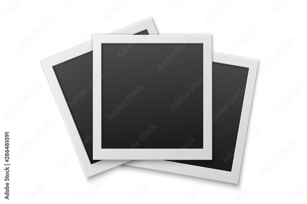 Poster retro realistic photo frame with transparent shadow. template photo design