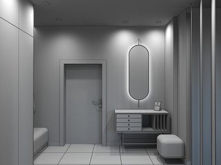 hallway, interior visualization, 3D illustration