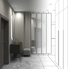 Obraz na płótnie Canvas hallway, interior visualization, 3D illustration