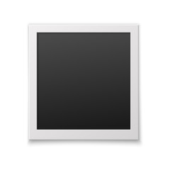 Retro realistic photo frame with transparent shadow. Template photo design