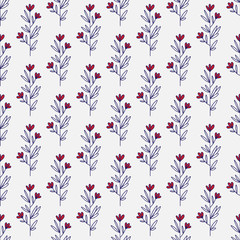 Flower minimalistic pattern design for paper page fill, textile print. Floral seamless background. Cute red flowers pattern.