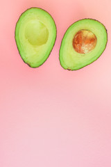 avocado (green and ripe fruit, vitamins) top menu concept. food background. copy space