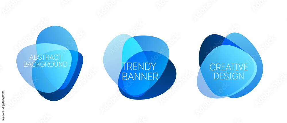 Aufkleber color abstract liquid shape. set of fluid color overlap gradient badges.