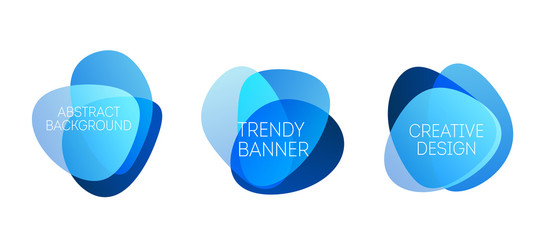 Color abstract liquid shape. Set of fluid color overlap gradient badges.