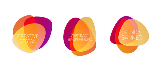 Color abstract liquid shape. Set of fluid color overlap gradient badges.
