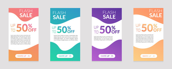 Dynamic modern fluid instagram stories size template for flash sale banners. Sale banner template design, Flash sale special offer set